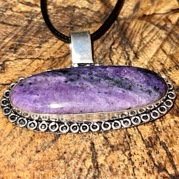 Russian Purple Charoite Pendant 1 1/2”x1 7/8” - Picture 10 of 13